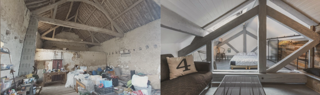 Grange en ruine transformée en loft contemporain — avant et après travaux
